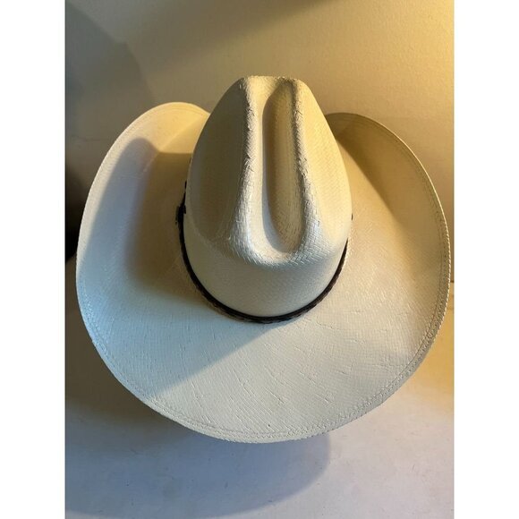 Justin's Mens Cowboy Western Hat Straw Light Beige Size 56 / 7 - Picture 5 of 10